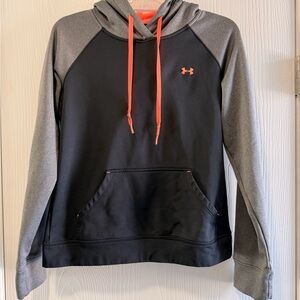 Under Armour Black & Gray Hoodie with Orange Accents size small - good condition